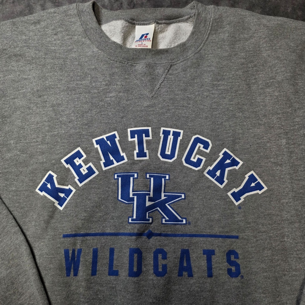 Vintage Kentucky Wildcats Sweatshirt Mens Large Gray NCAA Russell Athletic